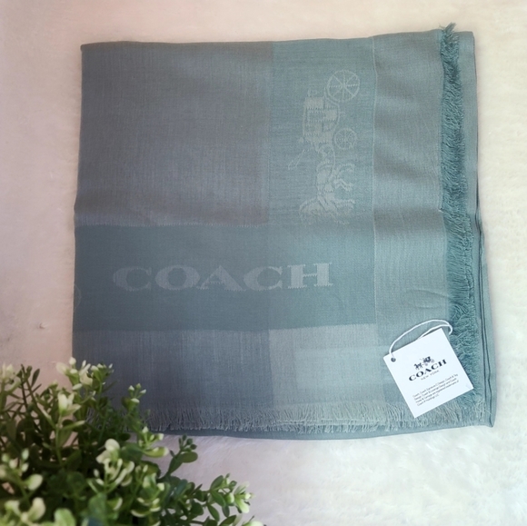 COACH Horse And Carriage Print Jacquard Oversized Square Scarf - Picture 1 of 6